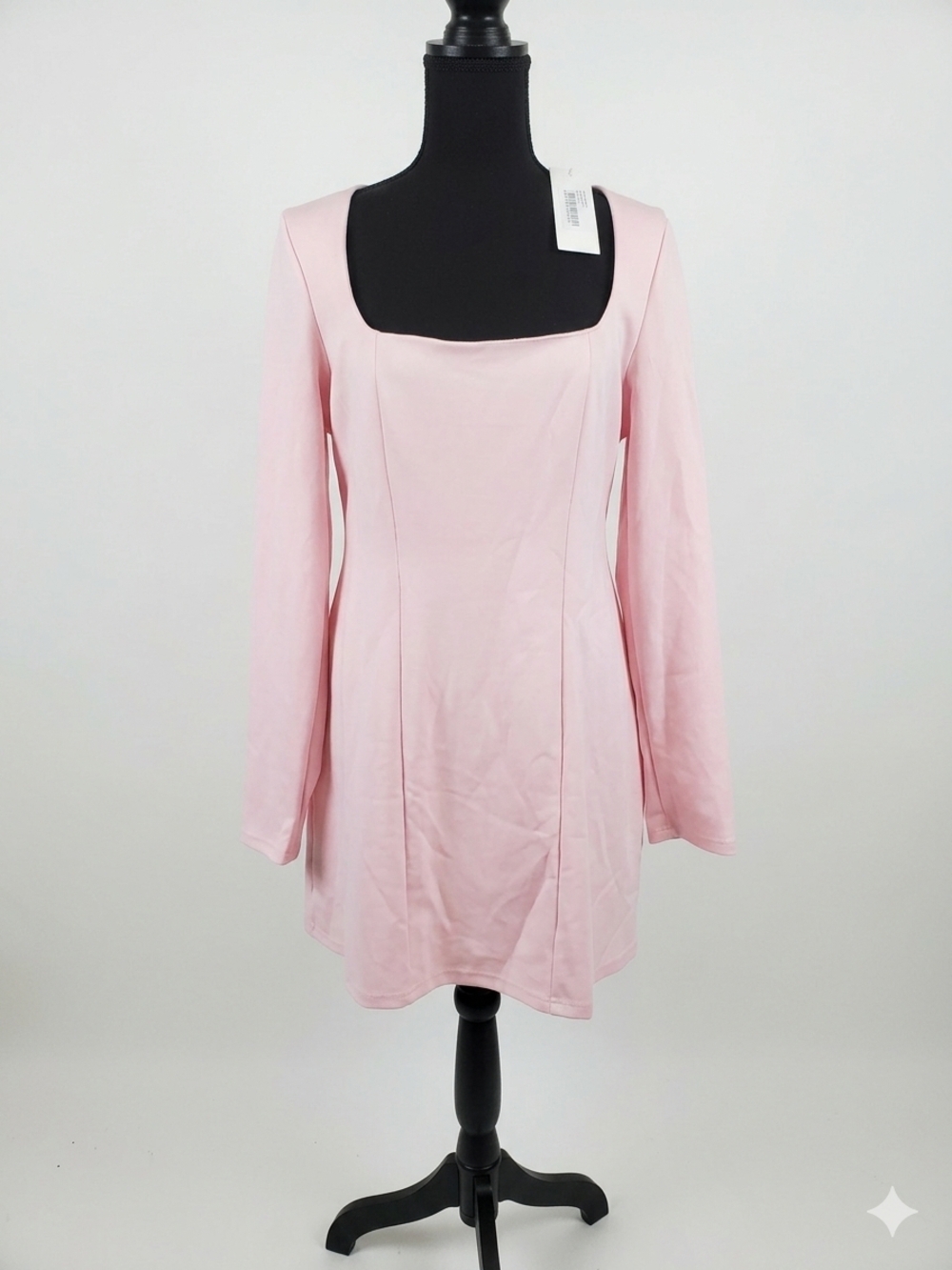 Luna Tuccini Light Pink Long Sleeve Square Neck Mini Dress
